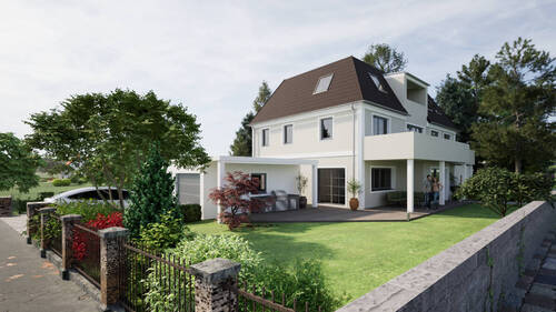 Südwestansicht - 6 Zimmer Doppelhaushälfte in Neubiberg