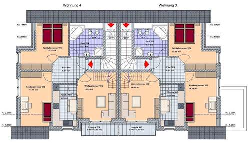 Obergeschoss Whg. 3 + 4 - 