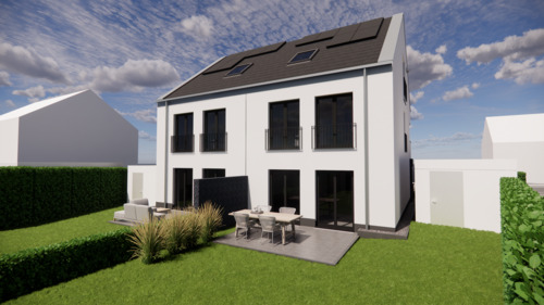 Gartenansicht - Neubau von 2 modernen Doppelhaushälfte in einer begehrter Baulücke