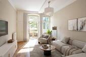 Wohnzimmer möbliert - Elegante Altbauwohnung im Waldstraßenviertel - Erstbezug nach Sanierung - Provisionsfrei