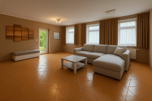Wohnzimmer, Einrichtungsbeispiel - 3 Zimmer Einfamilienhaus zum Kaufen in Zwenkau