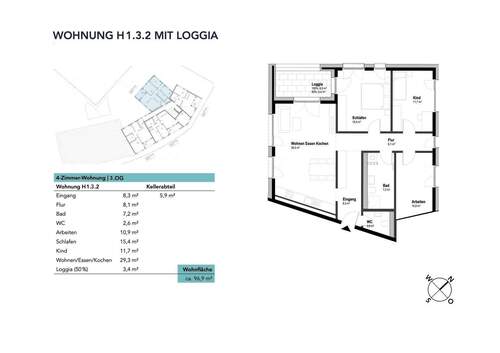 Wohnung H1.3.2 mit Loggia - 