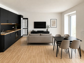 Wohnzimmer - Erstbezug nach Sanierung: hochwertige 2-Zimmer-Wohnung mit Einbauküche und Balkon