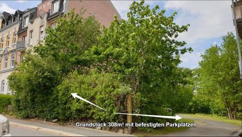 Grundstück straßenseitig - Baugrundstück f. 3-geschossiges Wohnhaus in Plauen - privat finanzierbar mit 300 EUR monatl.