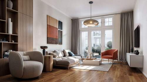 Wohnzimmer - Visualisierung - 4 Zimmer Etagenwohnung zum Kaufen in Berlin