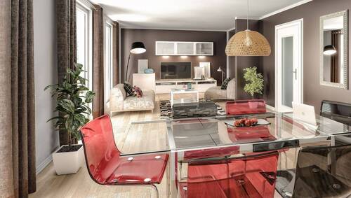 Flair-113 -Wohnzimmer-1.jpg - 4 Zimmer Mehrfamilienhaus, Wohnhaus in Damflos
