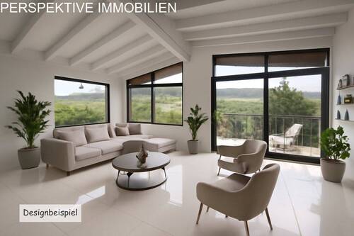 Wohnzimmer - Designbeispiel - Solides Architektenhaus mit 2 Wohnungen und Blick über Bad König