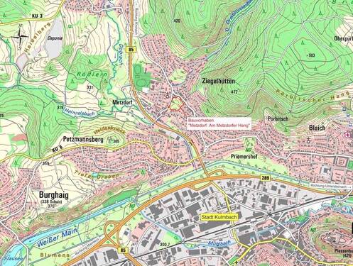 Kartenausschnitt Neubaugebiet Metzdorf/Ziegelhütten - 