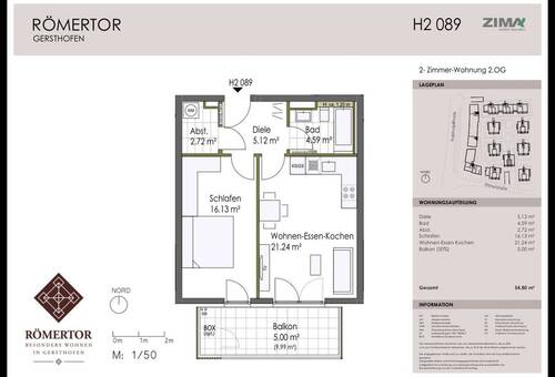 2 Zimmer, Südbalkon, top Lage - 