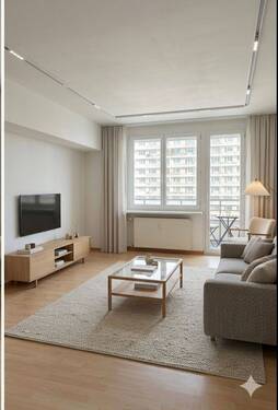 Wohnzimmer eingerichtet - 3 Zimmer Etagenwohnung zum Kaufen in Berlin