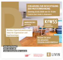 Besichtigung der Musterwohnung . Sonntag 22.02.2026 . 13-15 Uhr - Niederwerrn