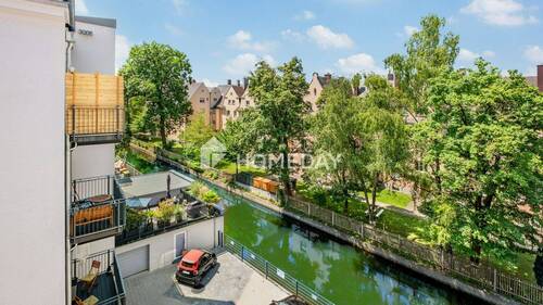 Ausblick - 2-Zimmer-Wohnung mit französischem Balkon und Blick auf den Wertachkanal in idyllischer Lage