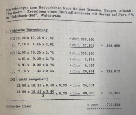 Kubaturberechnung (Baugenehmigung) - 