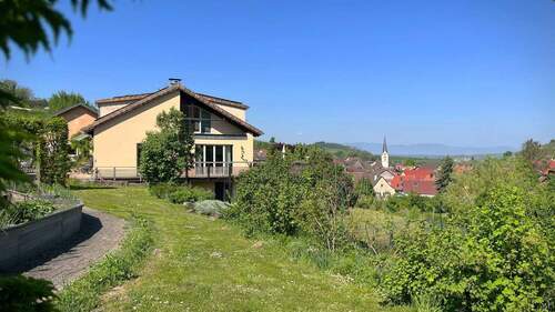 Ausblick vom Garten über Bickensohl in Richtung der Vogesen - 