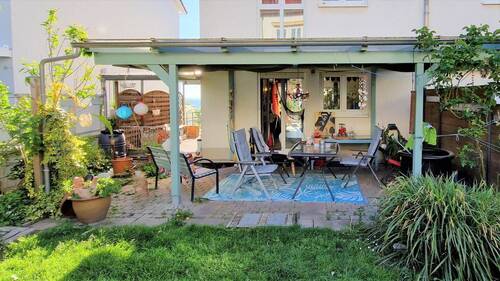 Rückansicht mit Terrasse - 6 Zimmer Doppelhaushälfte in Heidelberg