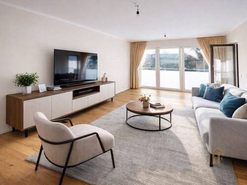Wohnzimmer visualisiert - 3 Zimmer Etagenwohnung zum Kaufen in München