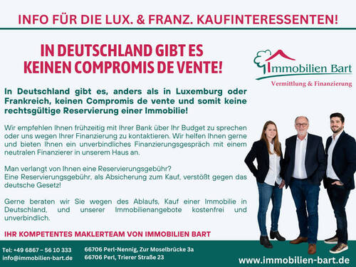 Information an unsere Kunden - Einfamilienhaus in Palzem / Kreuzweiler