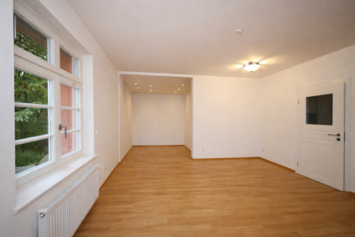 Wohnzimmer mit Küchenbereich (möblierungsfrei visualisiert) - 