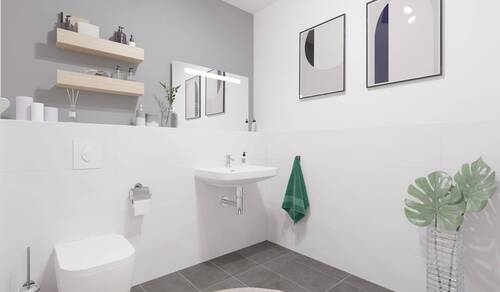 Ein modern gefliestes Badezimmer - 