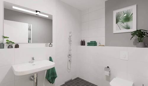 Ein weiteres Badezimmer mit bodengleicher Dusche - 4 Zimmer Etagenwohnung in Bensheim