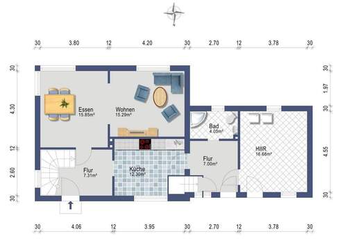 Erdgeschoss (Darstellung und Maßangaben sind ohne Gewähr) - 