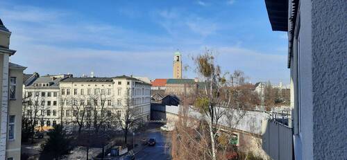 Blick vom Balkon - Provisionsfrei: 2-Zimmer-Wohnung 5. Etage mit Balkon und Blick auf den Rathausturm Spandau