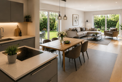 Wohnzimmer Visualisierung - 4 Zimmer Einfamilienhaus zum Kaufen in Tespe