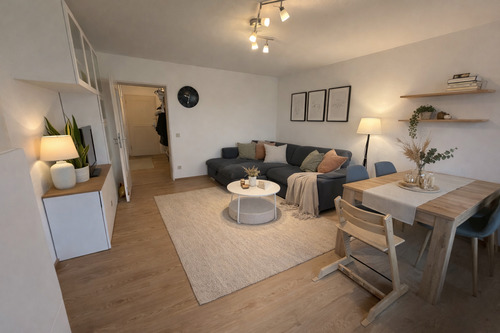 Wohnzimmer_virtuell möbliert - 3 Zimmer Etagenwohnung zum Kaufen in Bad Reichenhall