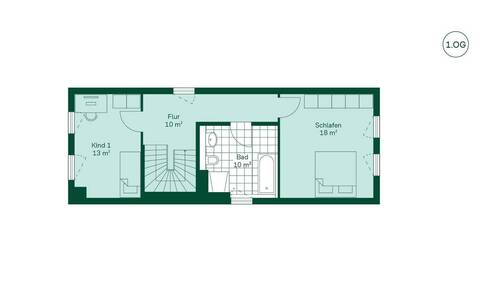 Komfortabel geschnittenes Obergeschoss - 