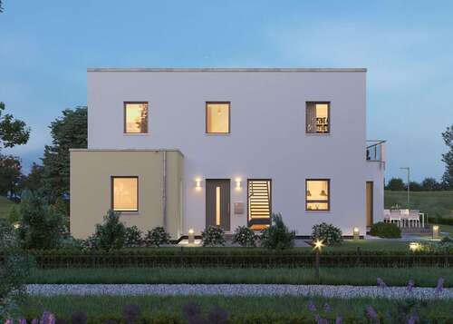 Hausansicht - Großzügiges Wohnen unter einem minimalistischen Flachdach