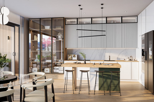 Küche - Palatium Solis: Private Pool, unverbauter Meerblick & mediterraner Garten - alles in einer Einheit