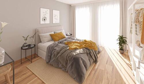 Helles und komfortables Schlafzimmer - Jetzt einziehen in Ihre 2-Zimmer-Wohnung