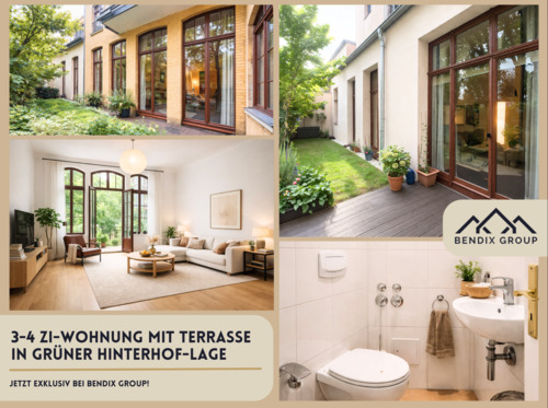 3-4 Zi-Wohnung am Floßplatz - EXKLUSIV: 3-Zimmer-Wohnung im Innenhof mit Terrasse ins Grüne I Zentrale Lage in Leipzig Zentrum-Süd