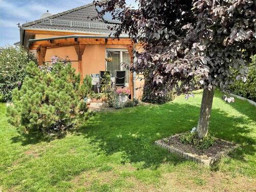 Blick vom Garten zur Terrasse - 
