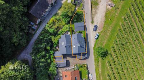 Vogelperspektive Gesamtansicht - Doppelhaushälfte mit 133,00 m² in Frickingen zum Kaufen