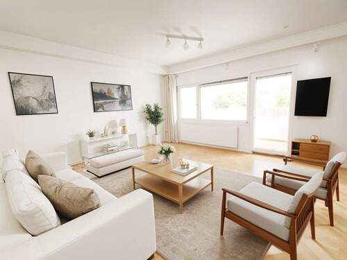 Wohnzimmer KI generiert - 3 Zimmer Etagenwohnung in Würzburg