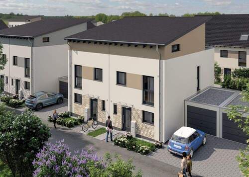 Außenansicht Hauseingang Pultdach - 4 Zimmer Doppelhaushälfte in Marktheidenfeld