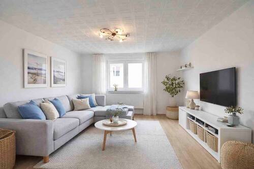 Wohnzimmer KI-generiertes Beispielbild - Doppelhaushälfte mit 75,20 m&sup2; in Mönchgut zum Kaufen