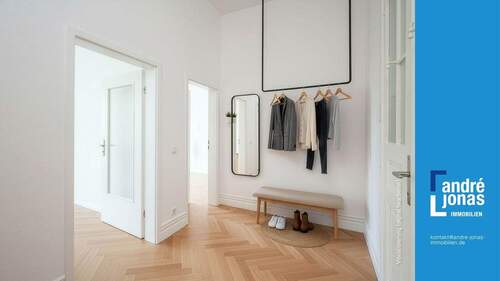 Ansicht Flur Staging - Leere 2 Zimmer Etagenwohnung zur Eigennutzung I Südvorstadt