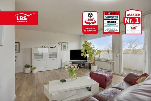 Wohnzimmer - Stilvoll modernisierte 3-Zimmer-Wohnung mit Weitblick & Tiefgarage