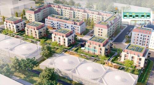 Markierte Wohnung in der Außenansicht - 