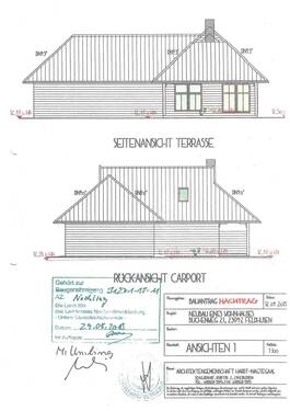 Seitenansicht Terrasse, Rückansicht Carport - 