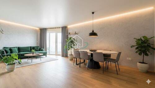 KI Wohnzimmer - 3-Zimmer-Wohnung mit Aufzug, Balkon, Stellplatz & Blick ins Grüne