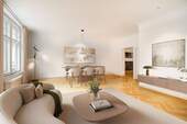 Hohe Decken und ein lichterfüllter Wohnbereich. - Etagenwohnung mit 123,50 m&sup2; in München zum Kaufen