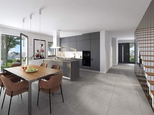Küche und Esszimmer - Gudrunsiedlung Brunnthal: Neubau Einfamilienhaus mit attraktivem Grundstück