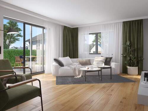 Wohnzimmer - 6 Zimmer Einfamilienhaus zum Kaufen in Brunnthal