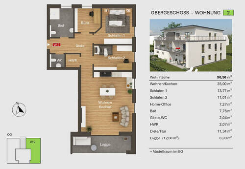 Frei - Etagenwohnung mit 96,50 m&sup2; in Hille zum Kaufen