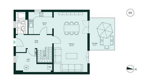 Großzügiges Erdgeschoss mit offener Küche - 