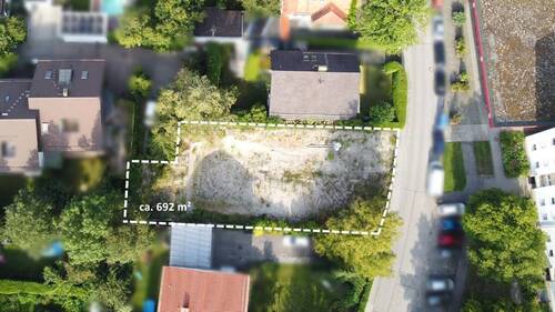 Luftansicht - Baugrundstück zentral in Ottobrunn - Baugenehmigung für MFH mit 4-5 Wohnungen