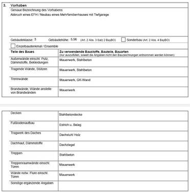 Baubeschreibung Bauantrag - 